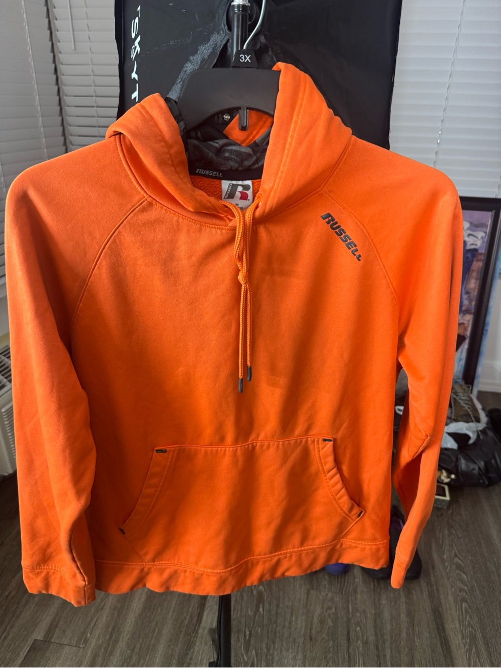 Russell Athletic Orange Zip-Up Hoodie Sweatshirt